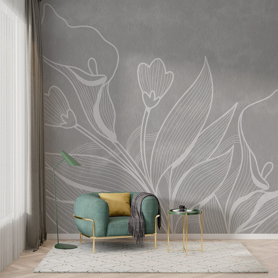 Dessin de fleurs au trait blanc