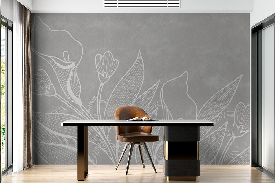 Dessin de fleurs au trait blanc