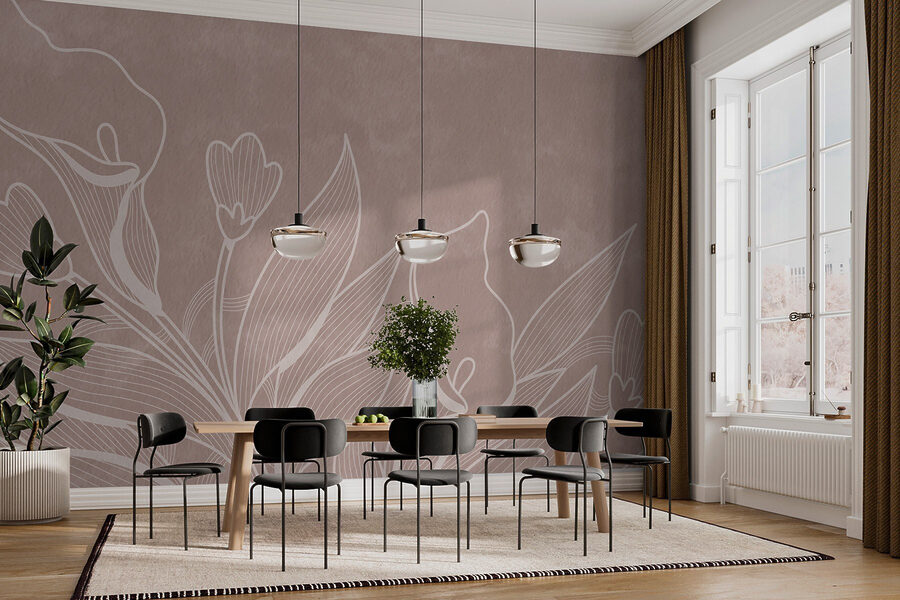 Dessin floral délicat au trait