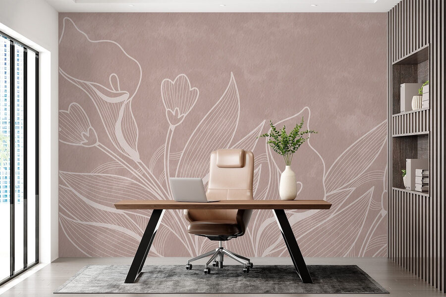 Dessin floral délicat au trait