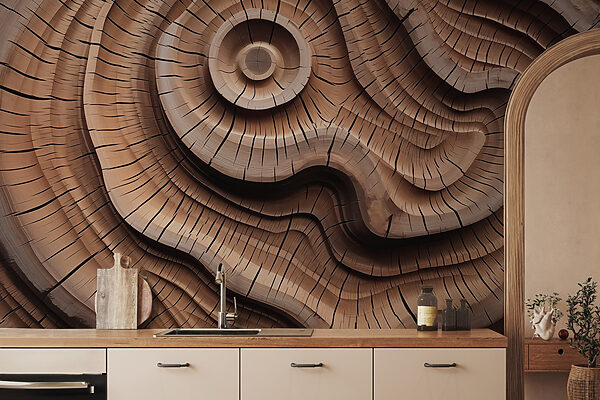 Sculpture en bois avec un motif en spirale Sculpture en bois avec un motif en spirale