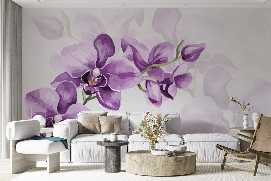 Fleurs violettes sur une branche