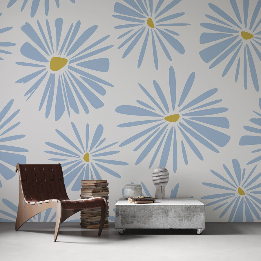 Motif de fleurs bleues et jaunes
