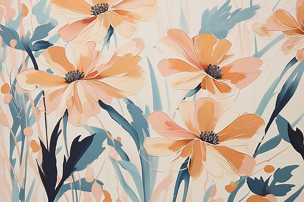 Peinture de fleurs sur une surface blanche Peinture de fleurs sur une surface blanche