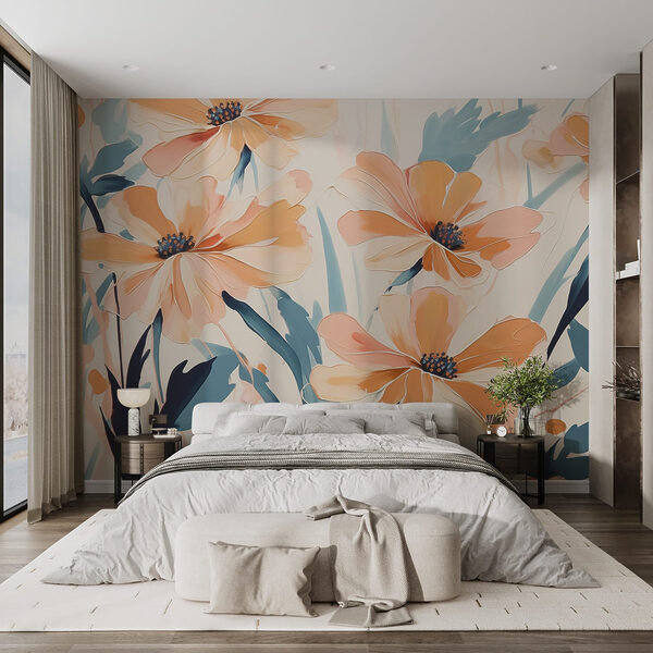 Peinture de fleurs sur une surface blanche Peinture de fleurs sur une surface blanche