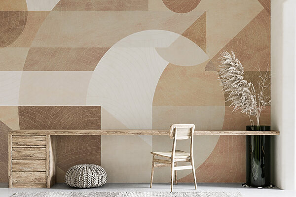 Abstract shapes and muted tones blend