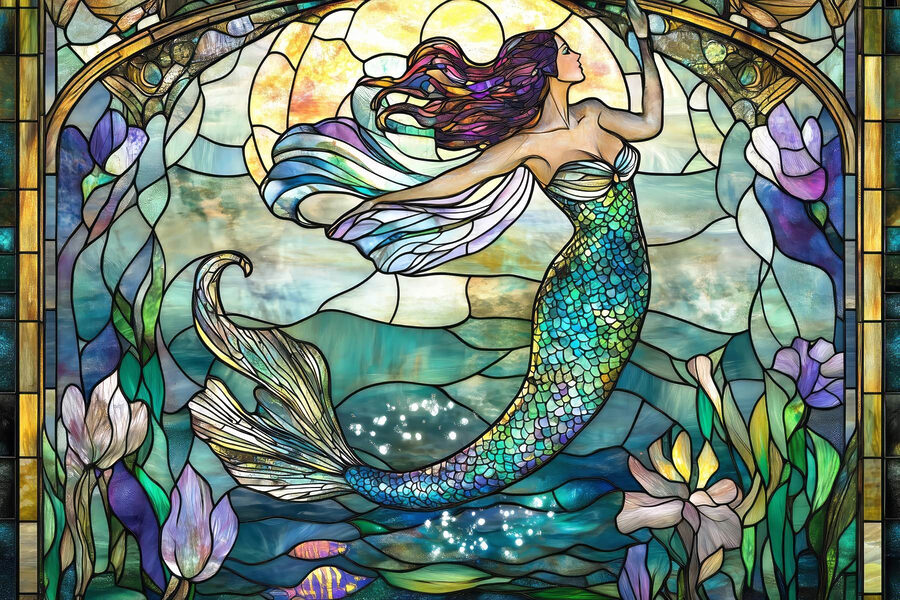 Vitrail avec une sirène Vitrail avec une sirène