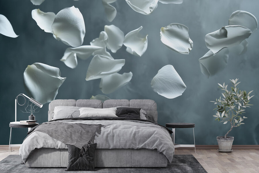 Papier peint Pétales blancs tombant dans l'air – Image 3
