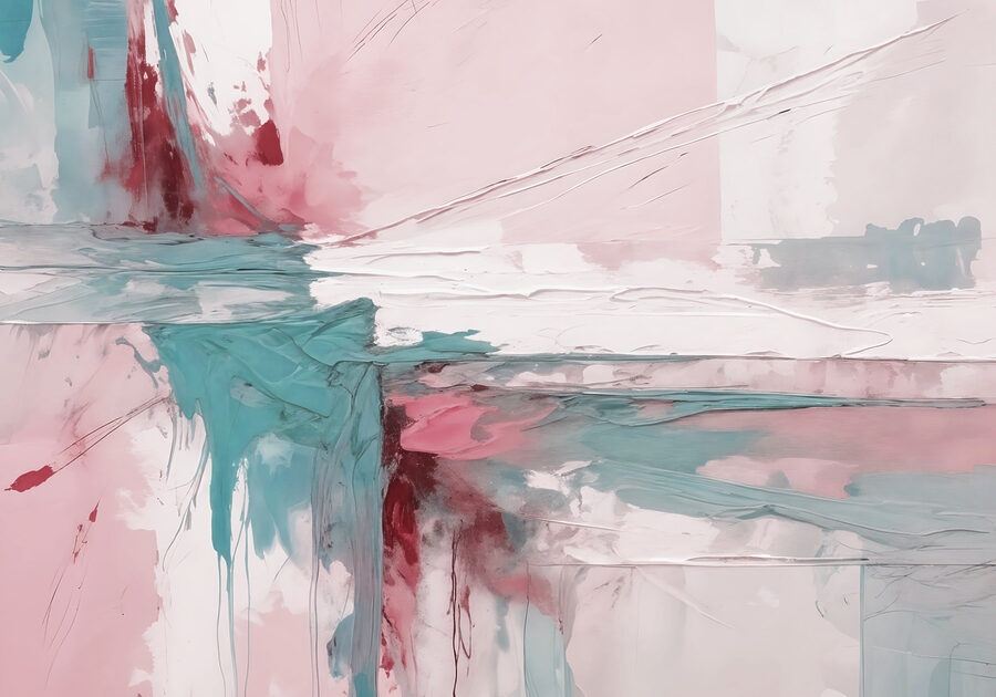 Peinture de couleur rose et bleue
