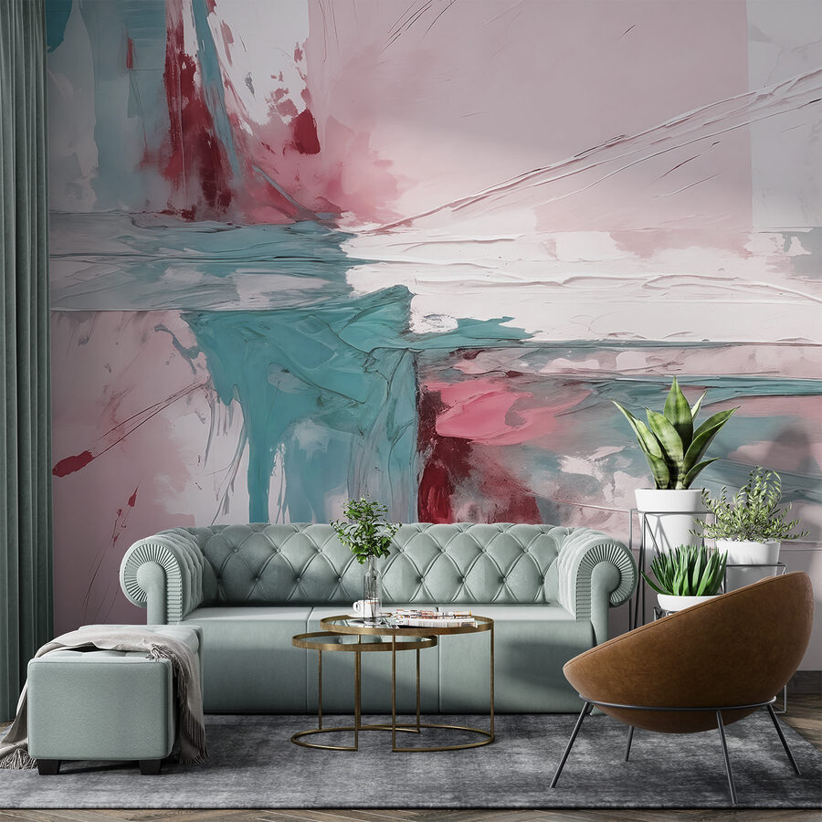 Peinture de couleur rose et bleue