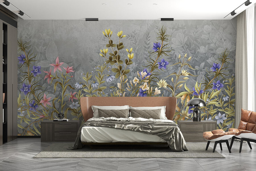 Peinture de fleurs et de feuilles