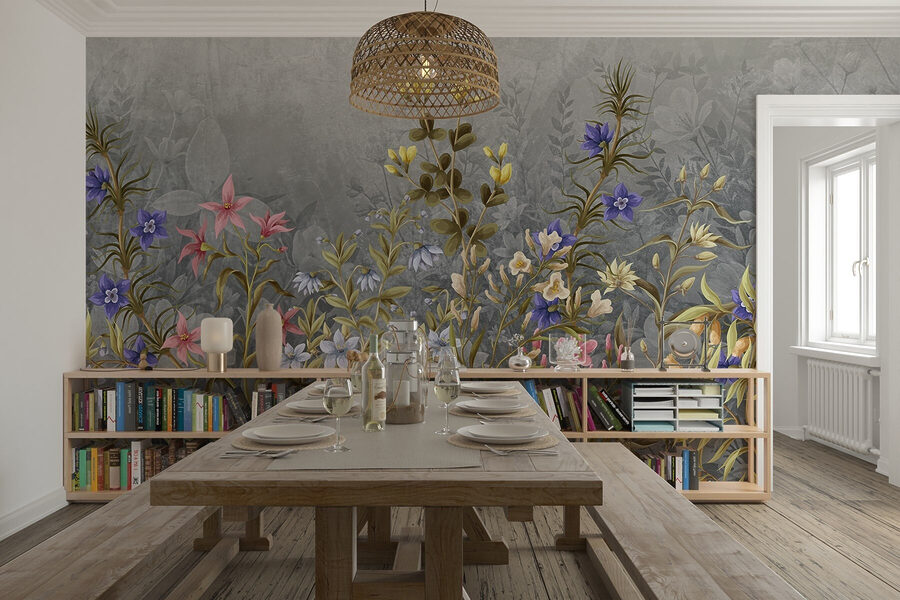 Peinture de fleurs et de feuilles