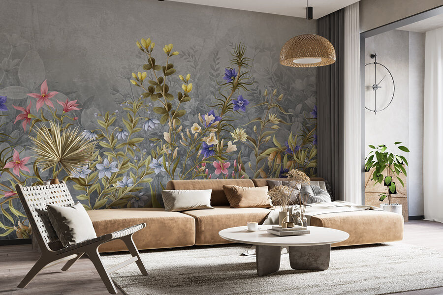 Peinture de fleurs et de feuilles