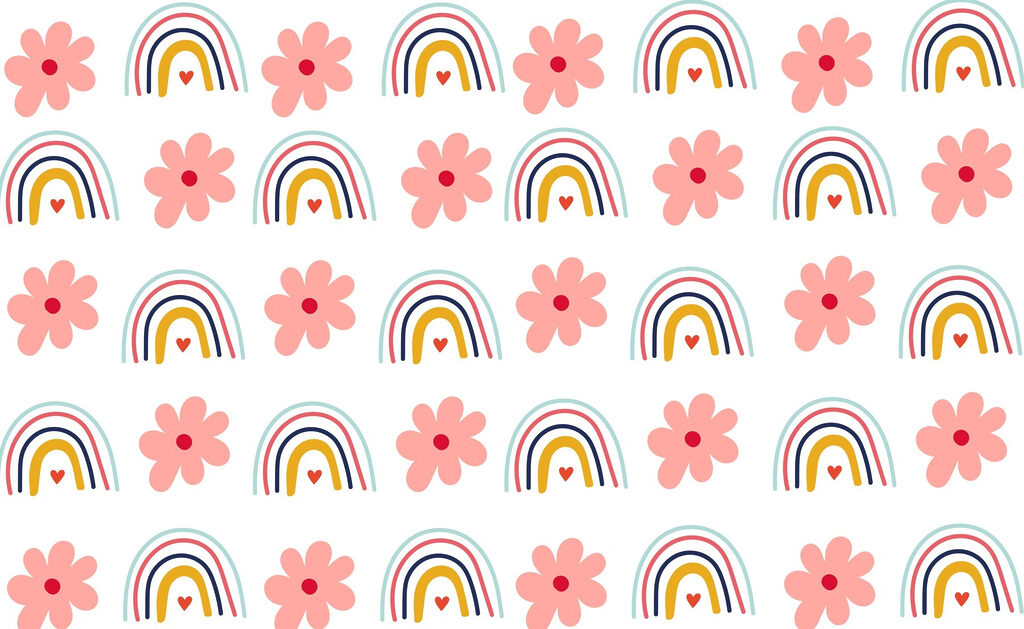 Motif de fleurs et d'arcs-en-ciel Motif de fleurs et d'arcs-en-ciel