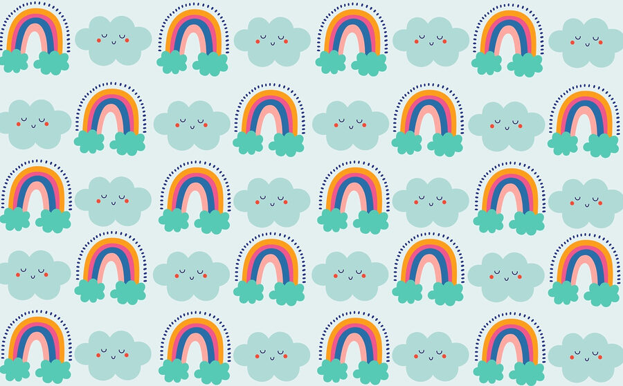 Motif de nuages et d'arcs-en-ciel