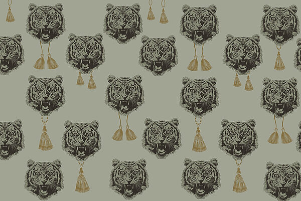 Motif de têtes de tigre avec pompons Motif de têtes de tigre avec pompons