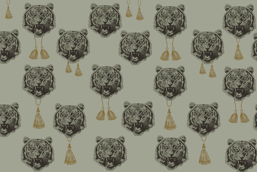 Motif de têtes de tigre avec pompons