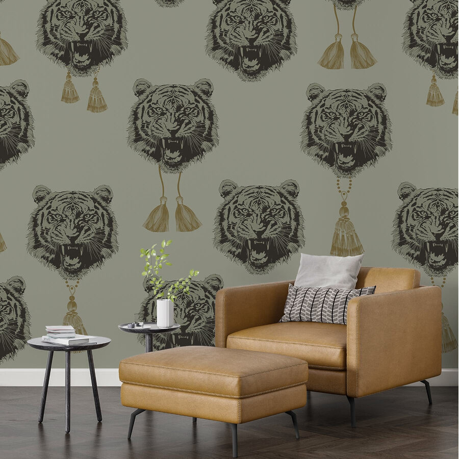 Motif de têtes de tigre avec pompons