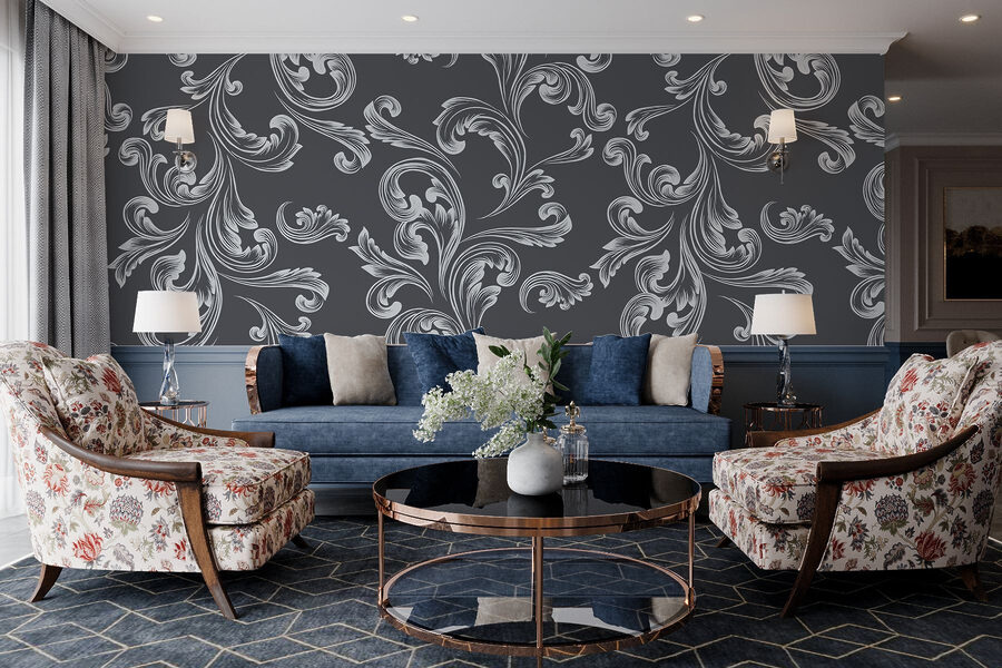 Motif de tourbillons blancs et gris