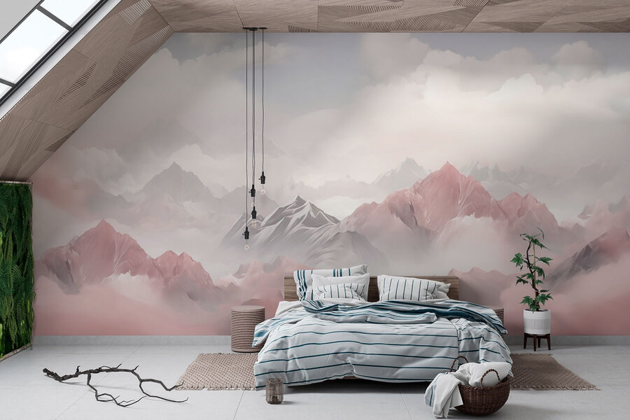 Chaîne de montagnes avec nuages