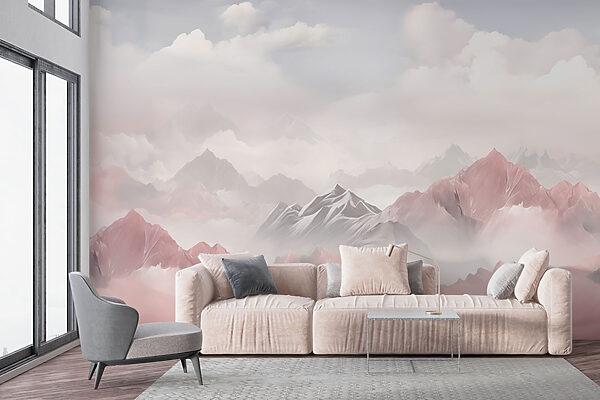 Chaîne de montagnes avec nuages Chaîne de montagnes avec nuages