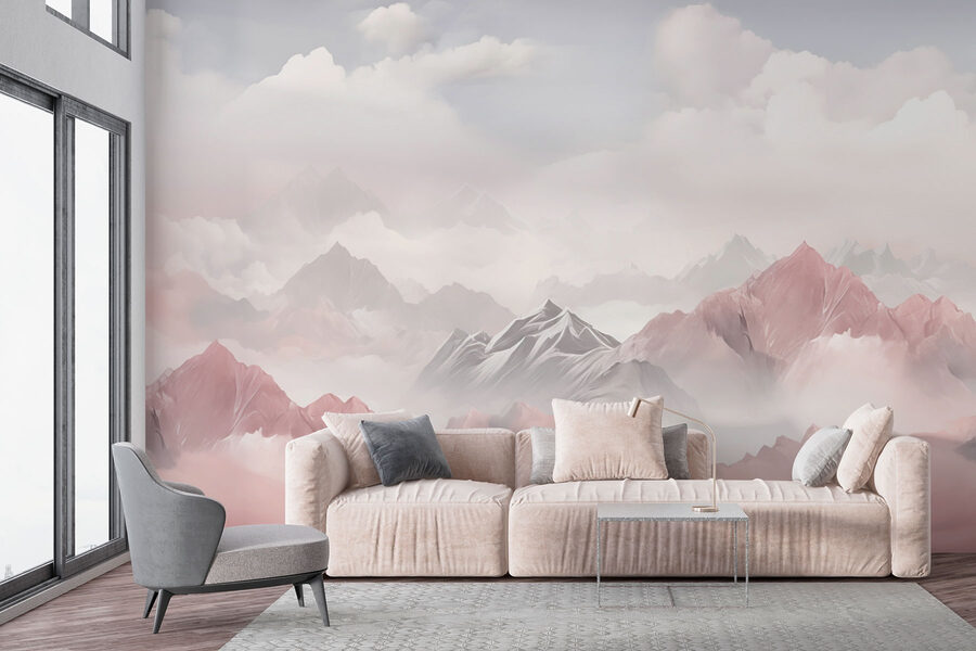 Chaîne de montagnes avec nuages