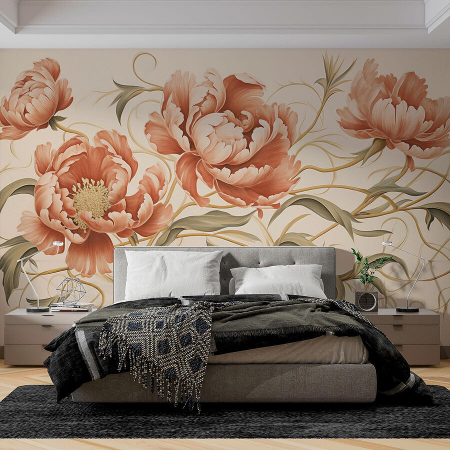 Peinture de fleurs et de vignes