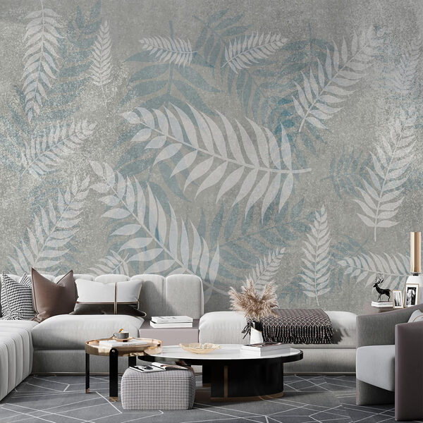 Motif de feuilles grises et bleues Motif de feuilles grises et bleues