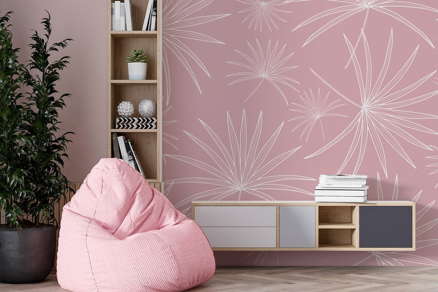 Motif de feuilles blanches