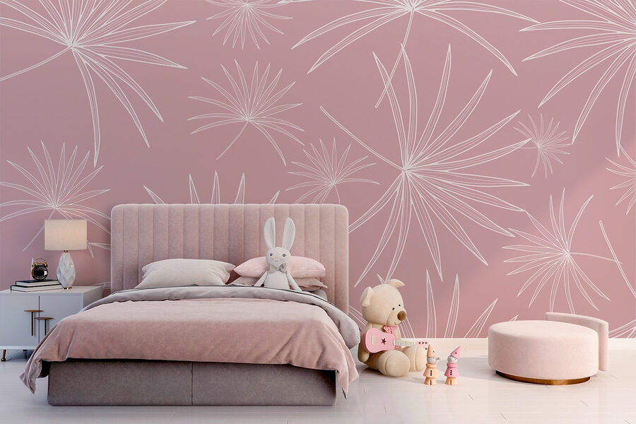 Motif de feuilles blanches