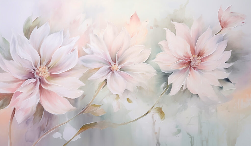 Peinture de fleurs sur une surface blanche Peinture de fleurs sur une surface blanche