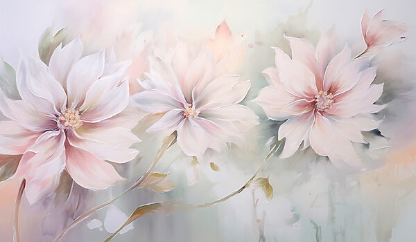 Peinture de fleurs sur une surface blanche Peinture de fleurs sur une surface blanche