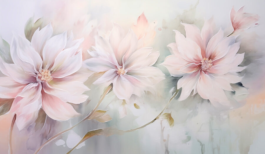 Peinture de fleurs sur une surface blanche