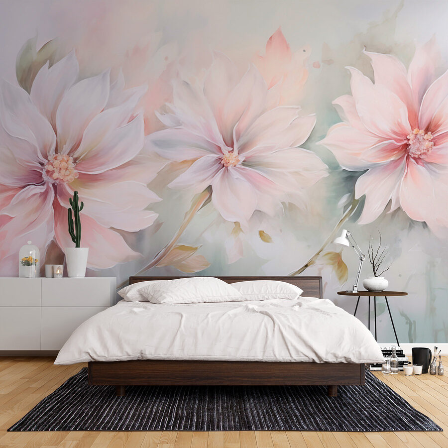 Peinture de fleurs sur une surface blanche
