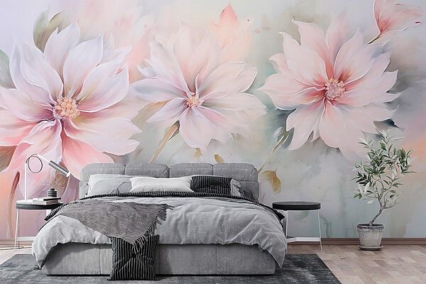 Peinture de fleurs sur une surface blanche Peinture de fleurs sur une surface blanche