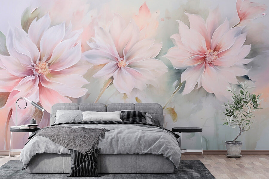 Peinture de fleurs sur une surface blanche