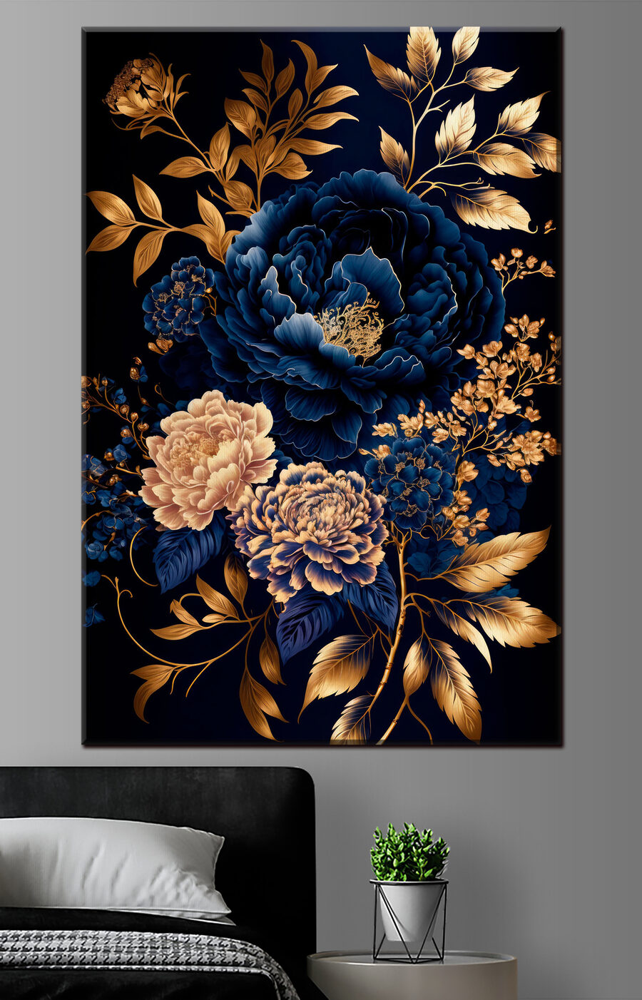 Arrangement floral vibrant sur fond sombre
