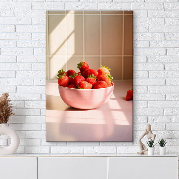 Bol de fraises sur un comptoir Bol de fraises sur un comptoir