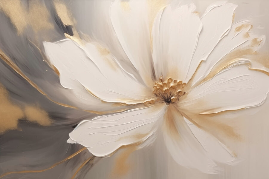 Peinture d'une fleur blanche