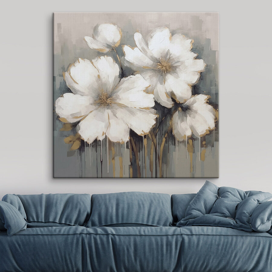 Peinture de fleurs blanches