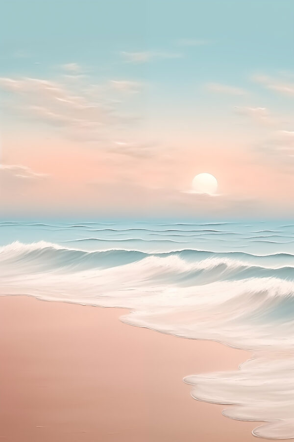 Beach with waves and a sunset Beach with waves and a sunset