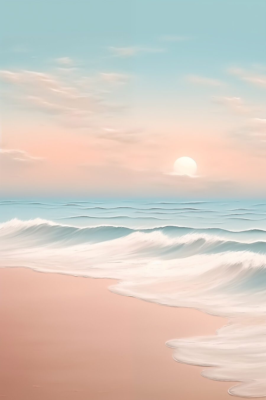 Tableaux Plage avec des vagues et un coucher de soleil – Image 12