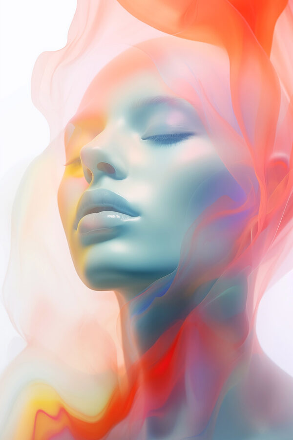 Femme dont le visage est recouvert d'un tissu coloré Femme dont le visage est recouvert d'un tissu coloré