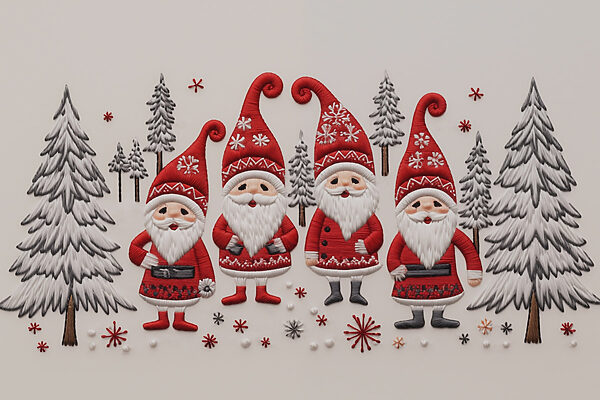 Groupe de gnomes et d'arbres Groupe de gnomes et d'arbres