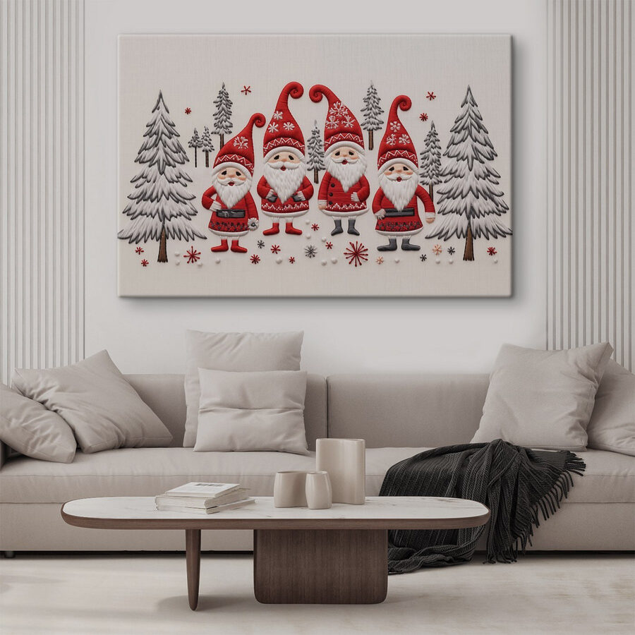 Groupe de gnomes et d'arbres