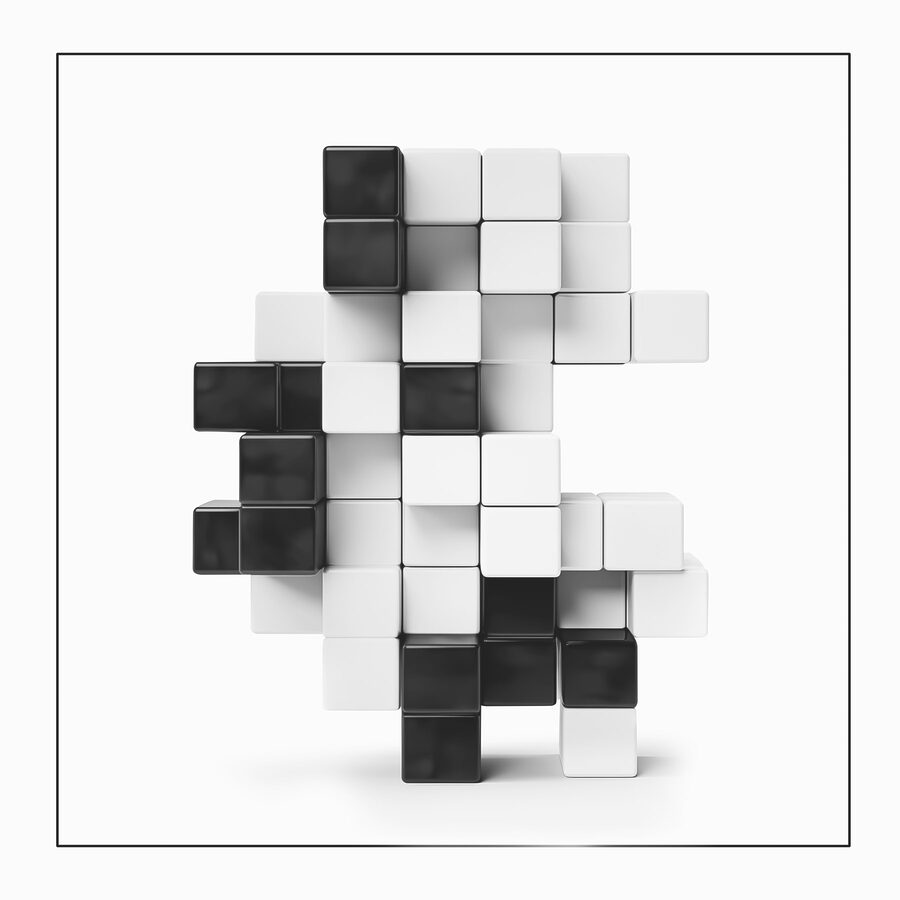 Cubes noirs et blancs empilés