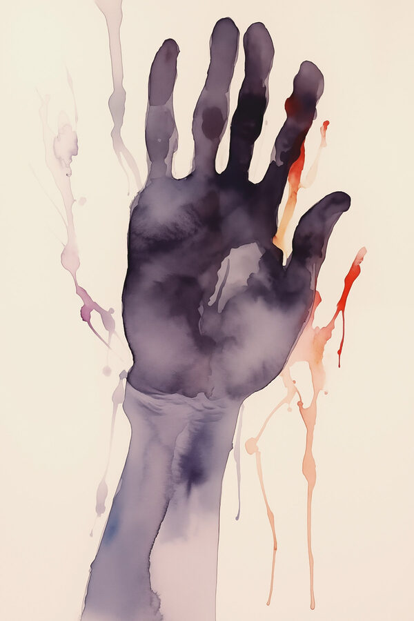 Main avec éclaboussures de peinture Main avec éclaboussures de peinture