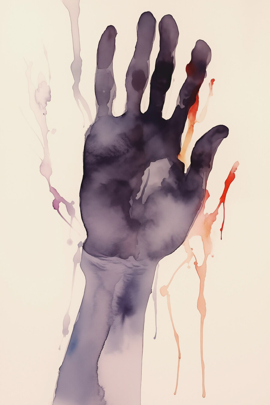 Main avec éclaboussures de peinture Main avec éclaboussures de peinture