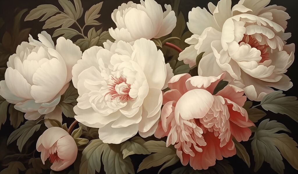 Groupe de fleurs blanches et roses Groupe de fleurs blanches et roses