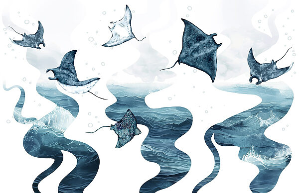Groupe de raies dans l'eau Groupe de raies dans l'eau